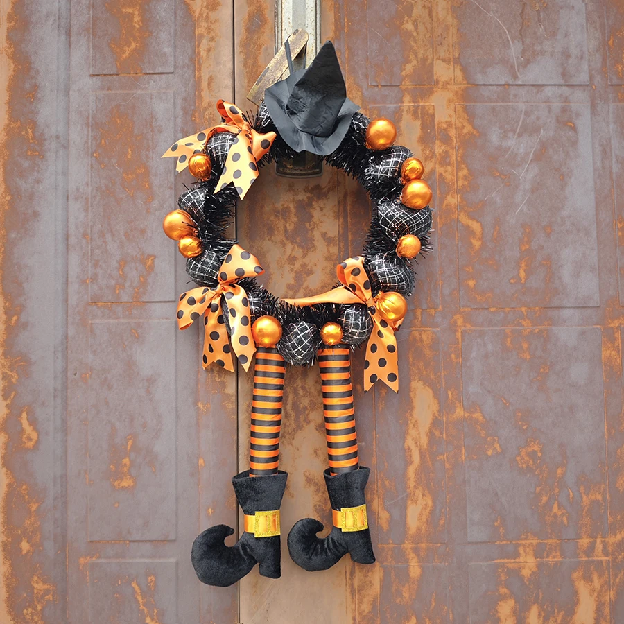 Halloween-Kranz Mit Kürbissen 50 Cm - Bunte Herbstdeko Für Tür & Wand