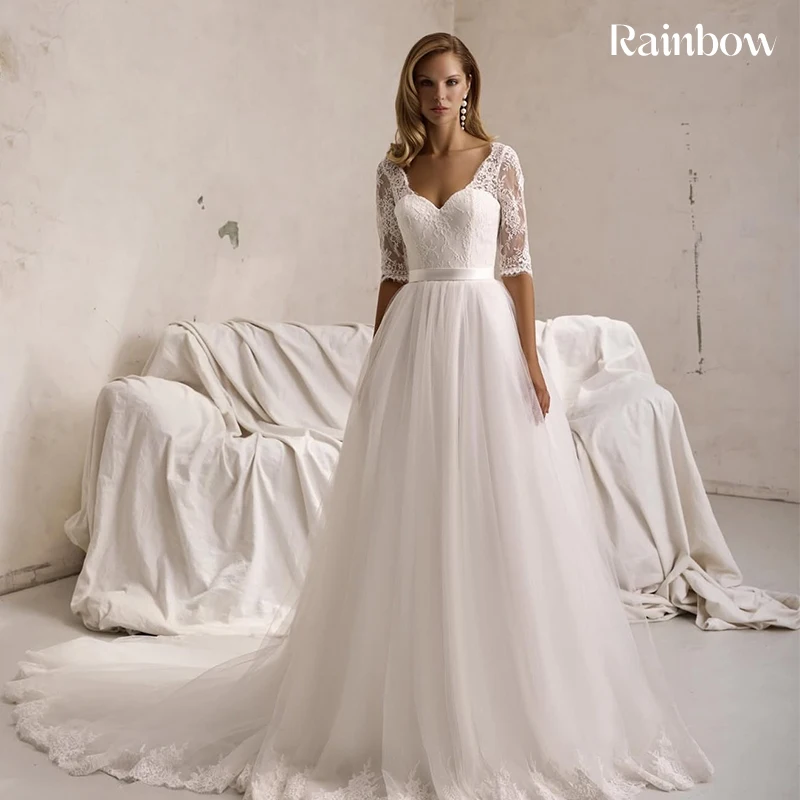 

Изысканное свадебное платье с полностью вышитым кружевом, фасон А-силуэт, бальное платье, высокий воротник, длинные рукава, на заказ, для невесты, мусульманское, Vestido De Novia