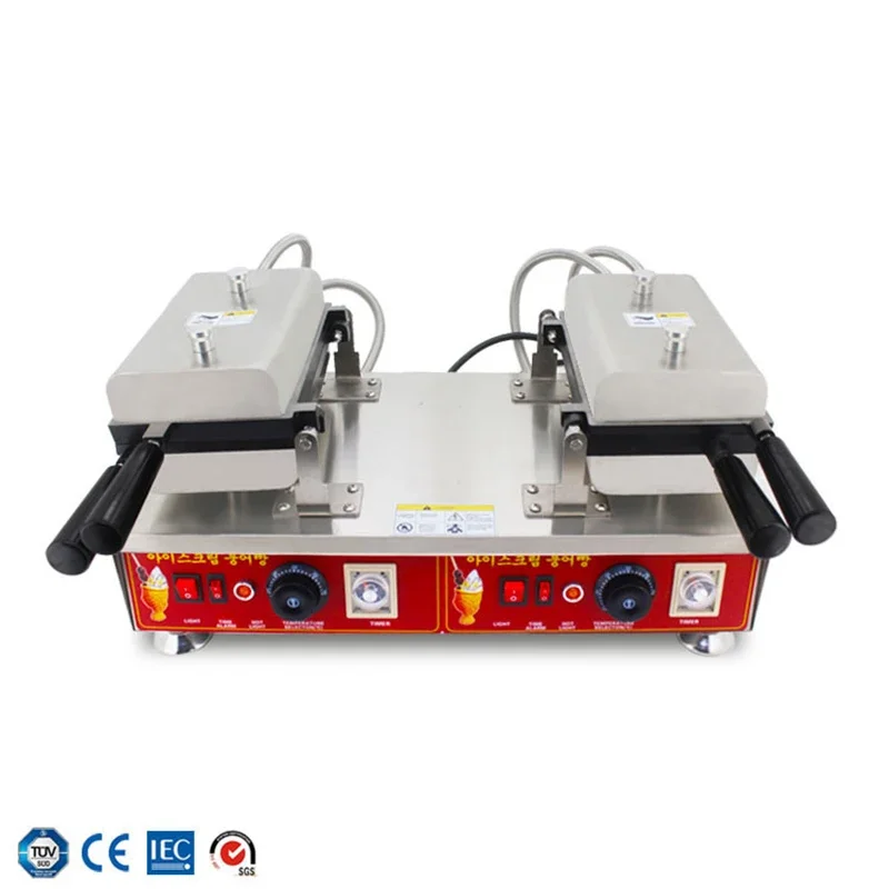 Máquina comercial de waffle taiyaki em forma de peixe, 110v 220v, boca aberta, máquina de sorvete taiyaki, padeiro de cone de peixe em equipamentos de catering