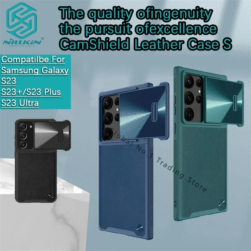 for Samsung Galaxy S23 Ultra/S23+/S23 Plus Nillkin CamShield Leather Case S Lens spring slide cover protective case phone case