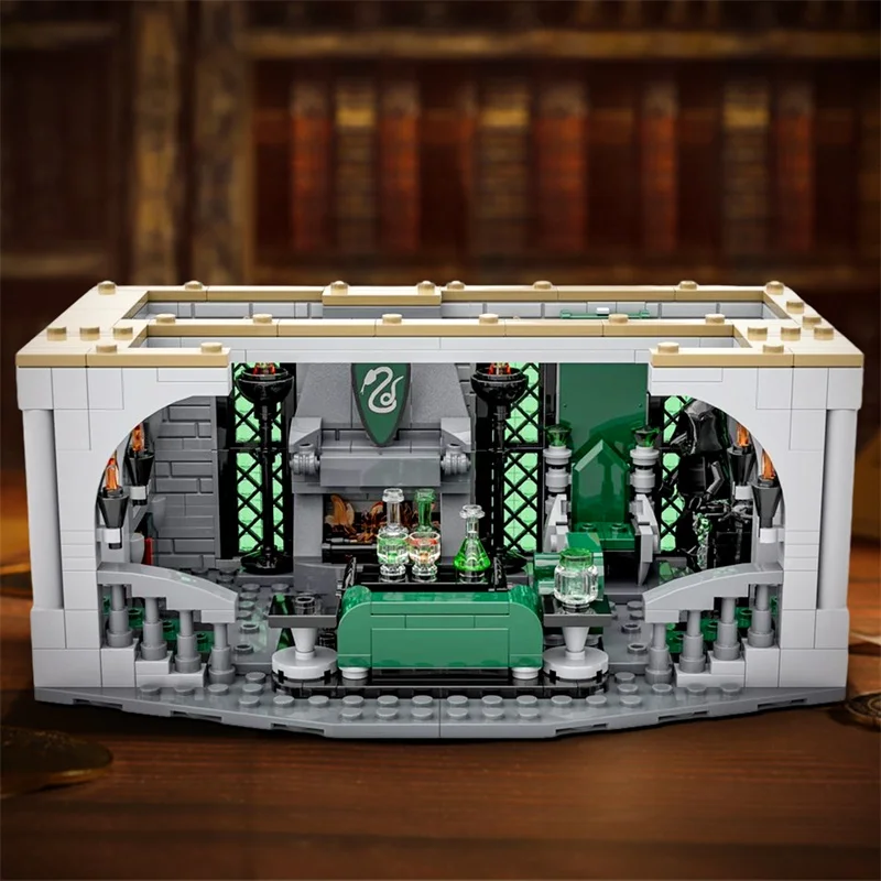 Moc Slytherin Gemeinschaft sraum und Wohnheim Bausteine magische Akademie Gebäude Montage Spielzeug Geschenk Wohnung Haus Schloss Sammlung