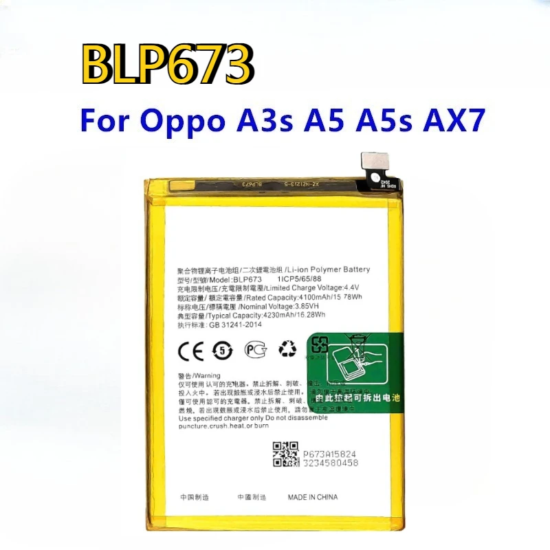 NEW High quality replaceable BLP673 Battery For Oppo A3s A5 A5s AX7 Phone Replacement Batteria 4100mAh