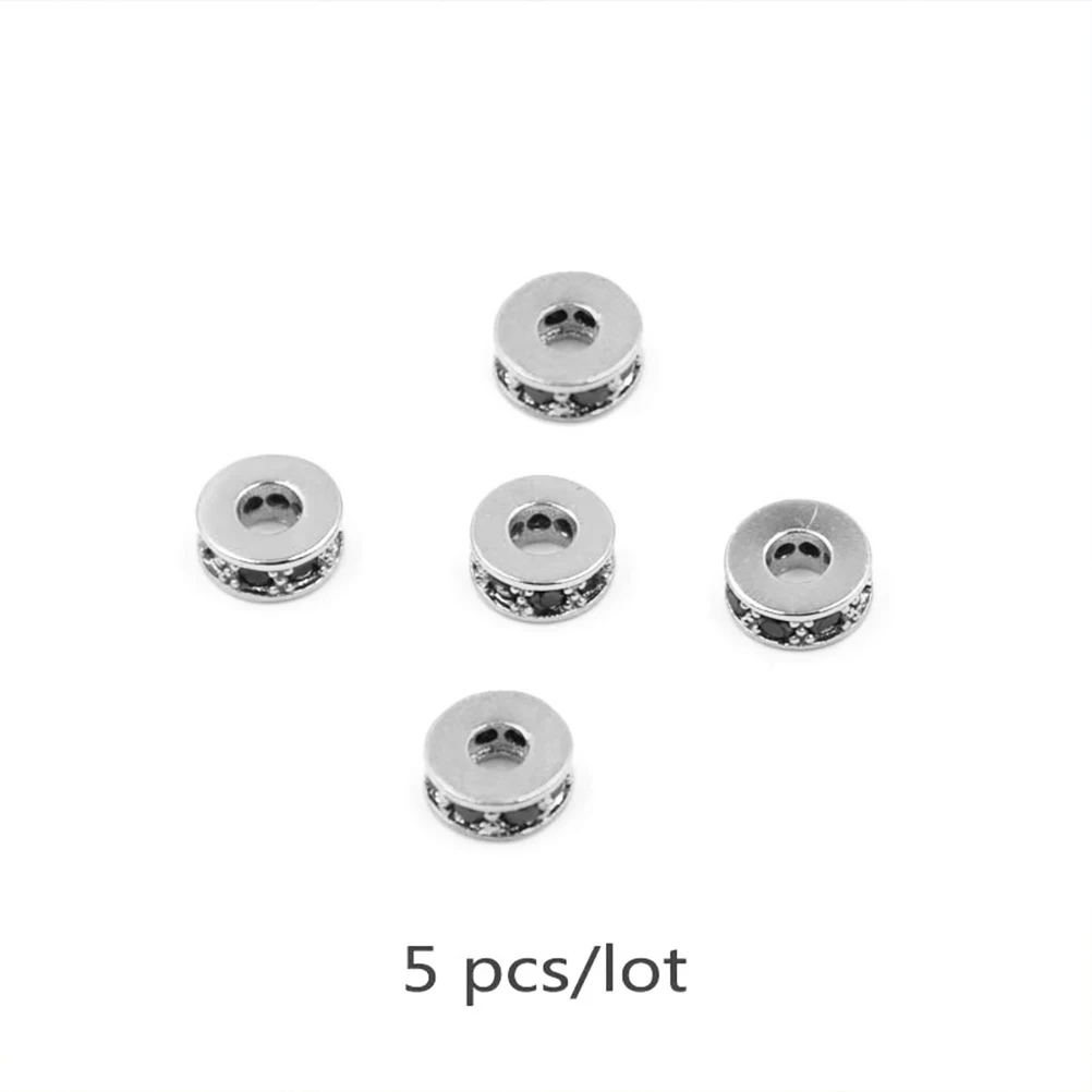 

5pcs Zircon Spacer Bead Pendants Jewelry Accessories DIY Beads Charm Metal Craft Supplies Necklace Bracelet Earrings Decor