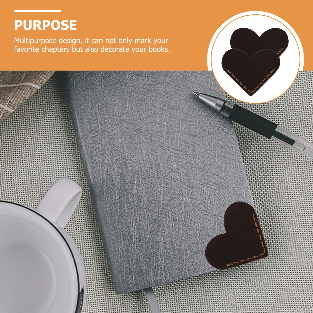2Pcs Heart Bookmarks Page Corner Protective Covers Finish Long-Lasting Book Decor Multipurpose Reading