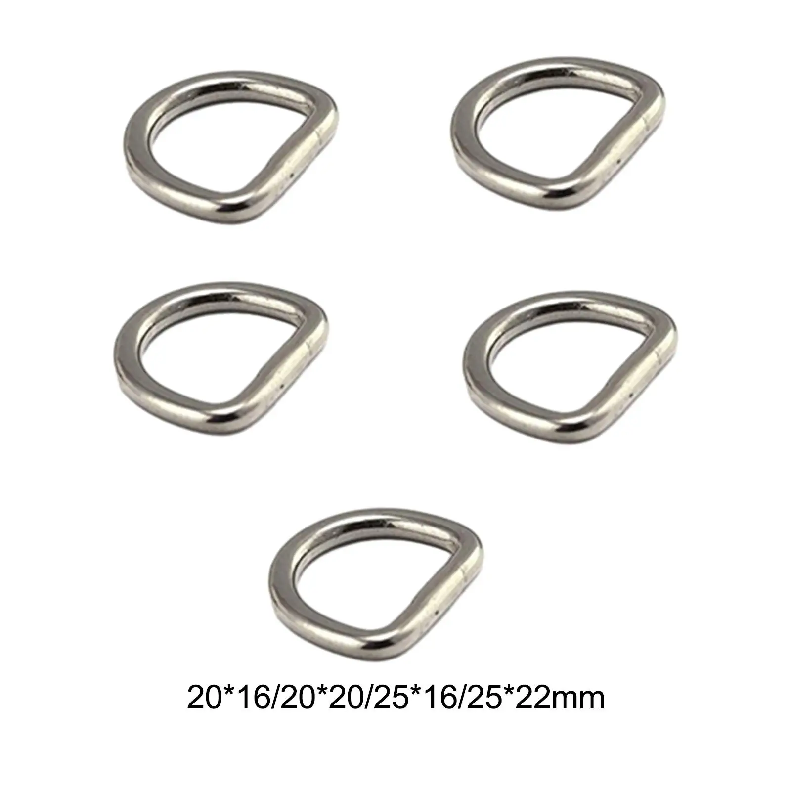 5 x D-Ringe, 3 mm dick, Metall-D-Ringe, Schnallen für Kleidung, Riemen, Rucksack