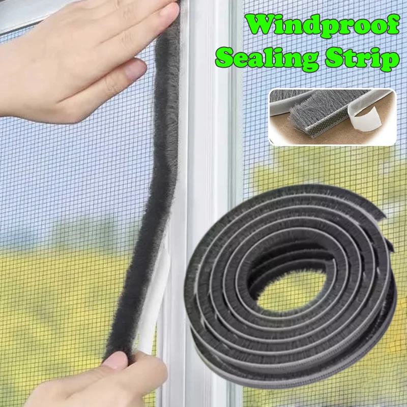 Self-adhesive Door And Window Sealing Strip Windproof Tape Sealing Strip Pile Weatherstrip Soundproof Airproof Dustproof