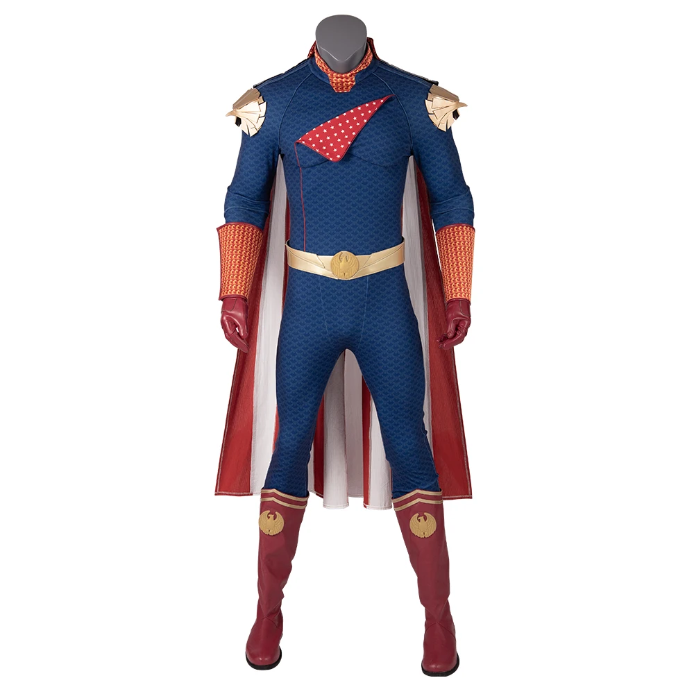 The Boys Homelander Costume Carnival Halloween Superhero Jumpsuit Adult Man Dark Blue Outfit Fancy America Cape Suit