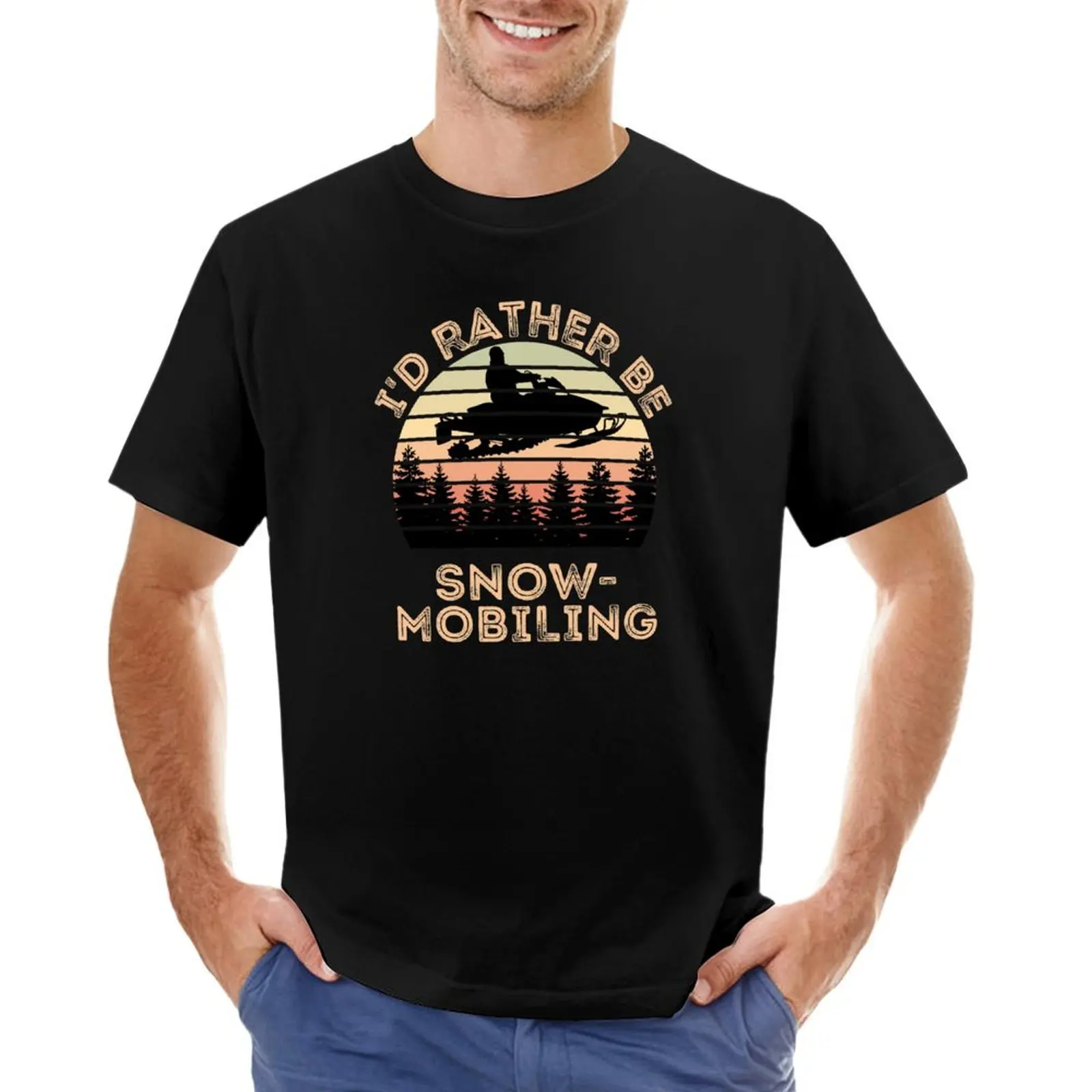 I'd Rather be Snowmobiling. Snowmobile shirt T-Shirt plus size tops heavyweights summer clothes mens white t shirts