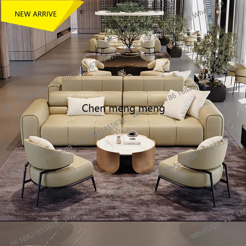 G153 Nordic Company Negotiation Sofa Hotel Lobby Business Reception Meeting Rest Area Waiting Leather Sofa Office Furniture
