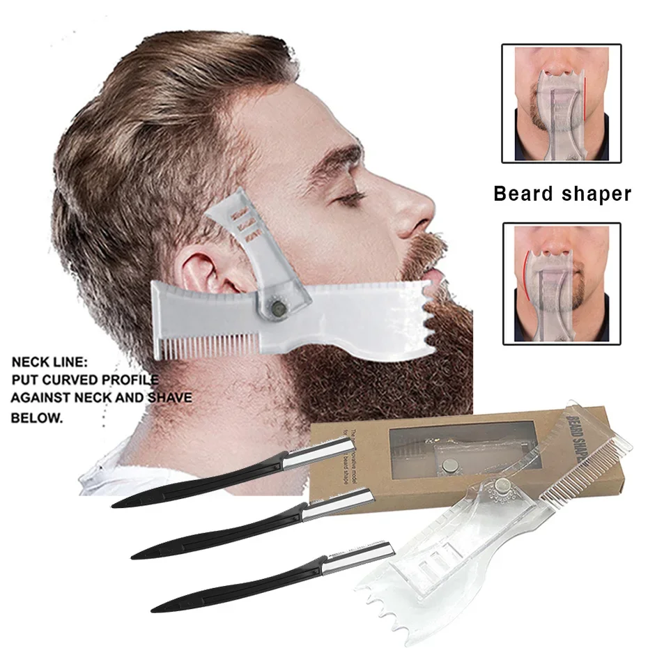 

Comb Razor Set Beard Shaver 5-In-1 Men Beard Modeling Ruler Shaping Styling Template Comb Rotatable Men Beard Tool