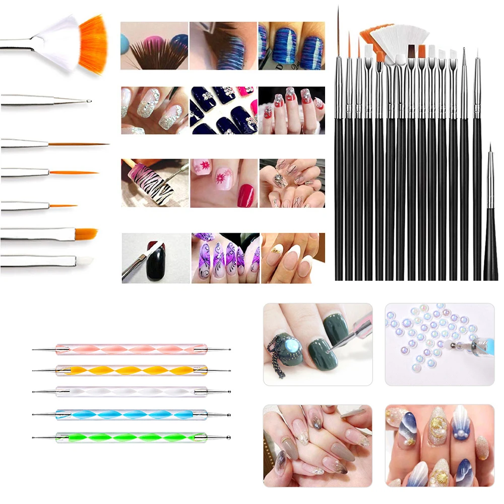 LINMANDA Manicure Tools Set 3d Crystal Gem Jewelry Nail Decoration Nail Art Brush Design Tip Painting Drawing Dotting Pen