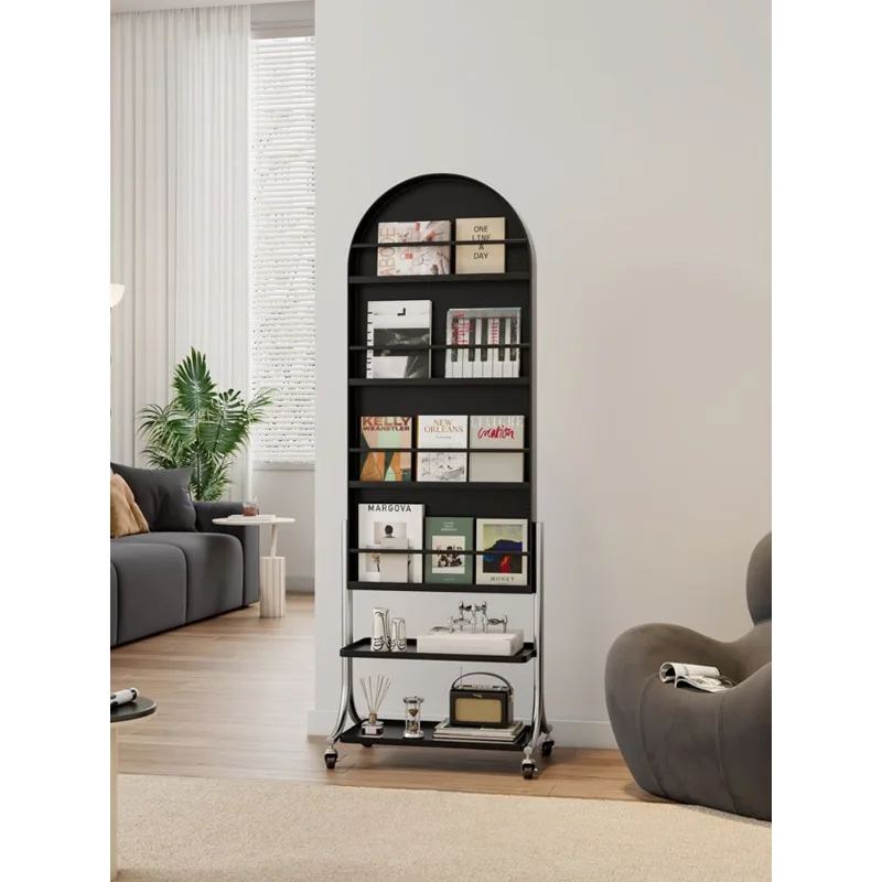 For Mobile Full-length Mirror, Magazine Rack, Integrated Bedroom Storage Floor-standing Mirror, Bookshelf Storage Rack