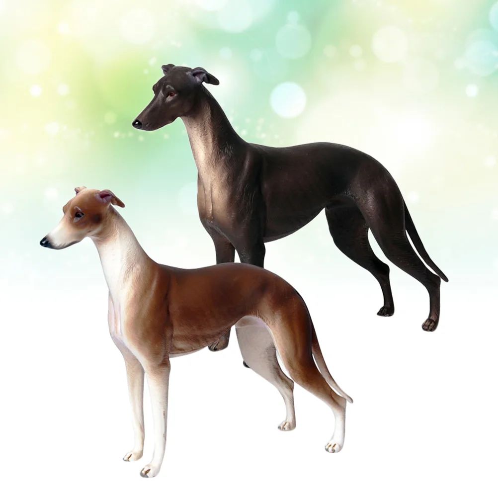 

2 PCS Sculptures and Figures Animal Toy Fake Dog Toys Artificial Simulated Greyhound Child