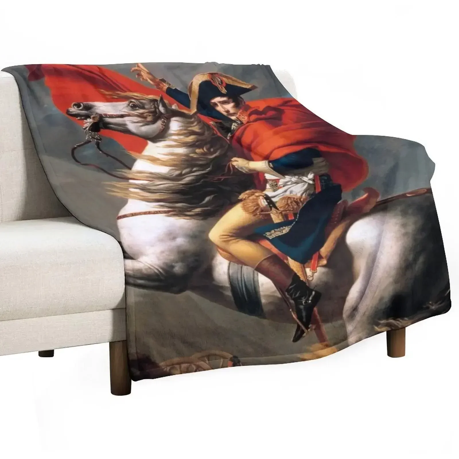 Napoleon Crossing the Alps by JL David Throw Blanket Soft Luxury Thicken Personalized Gift Blankets