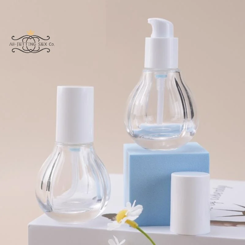 여행용 30ML 유리 로션 병, 전구 모양의 투명 빈 펌프 병, 화장품 크림, 메이크업, 에센셜 오일용