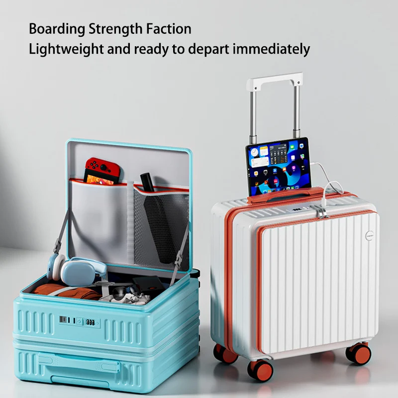 حقيبة أمتعة مفتوحة أمامية مقاس 18/20 بوصة مع عجلات دوارة ذات سعة توسيع عميقة وقفل TSA لرحلة العمل