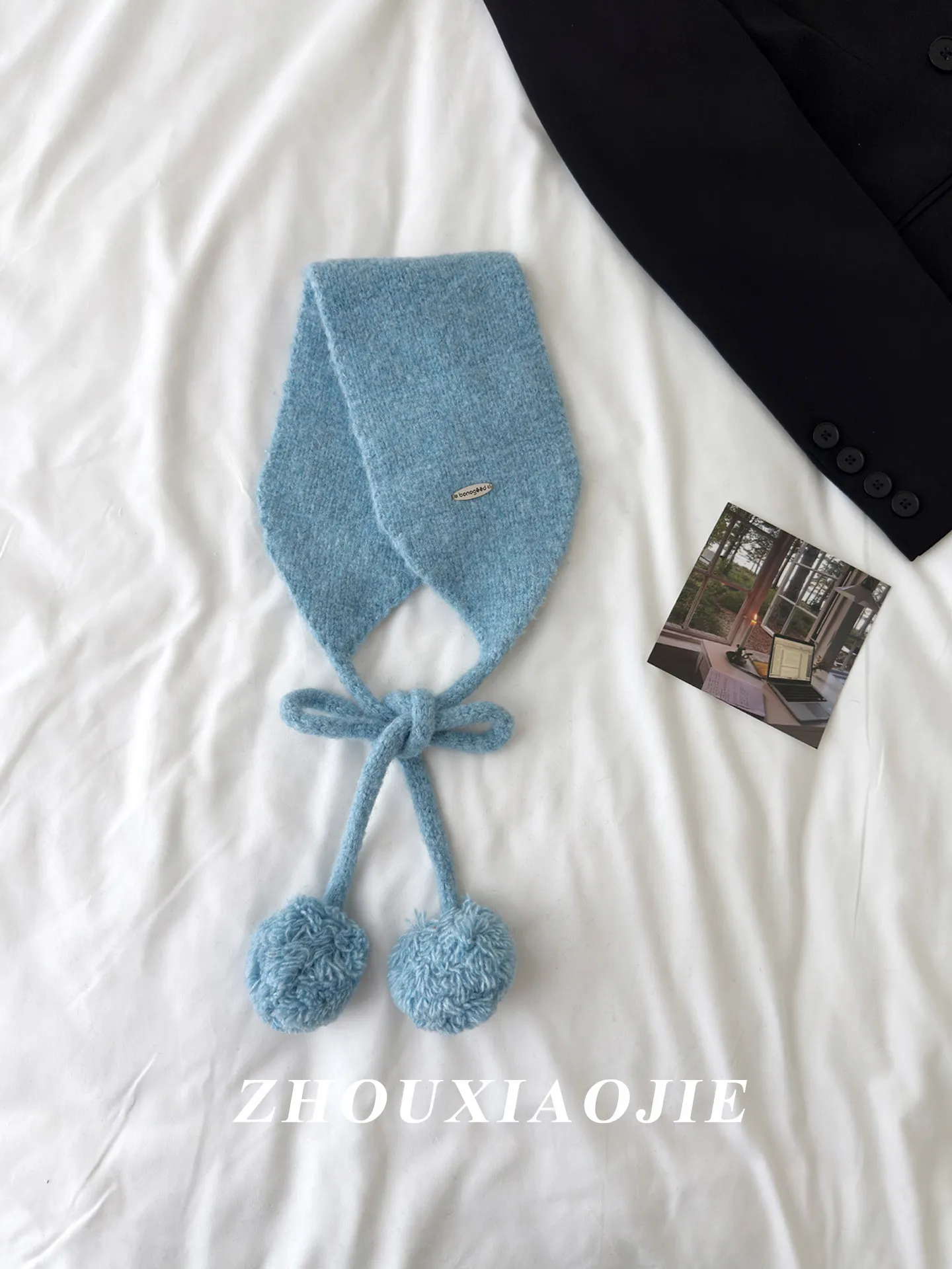Women Korean Style Cute Tie Pom Pom Ear Muffs Autumn Winter Fashion Versatile Warm Windproof Ear Warmer Multi Color Headband