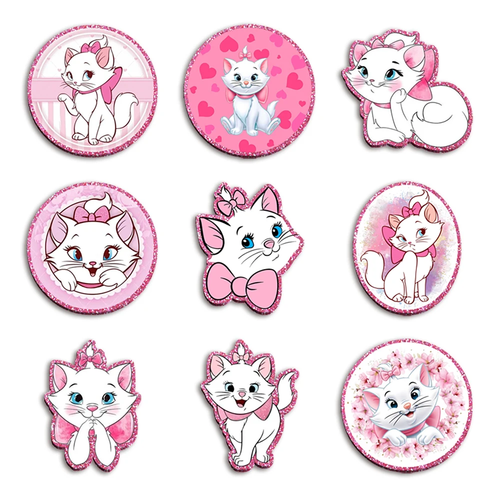 

Disney Marie Cat Chunky Pink Glitter Resin Planar Acrylic Flatback For Girls DIY Phone Case Hair Bow Craft Keychains Accessories