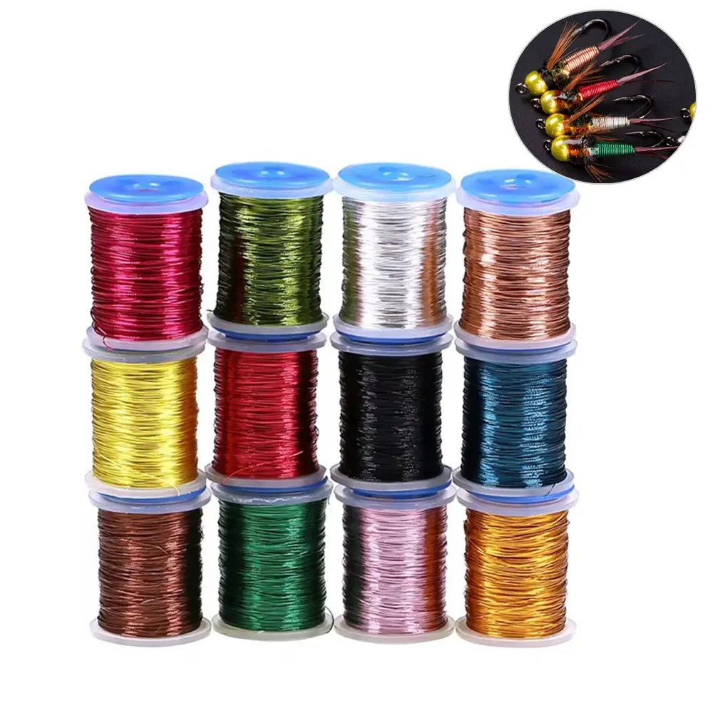 1 unidad de 26 yardas de alambre de cobre de 0.2mm, material para atado de moscas, material para atado de larvas de midge y ninfas, material para atado de nervaduras corporales, señuelos de pesca para lubina, trucha y pescado gris.