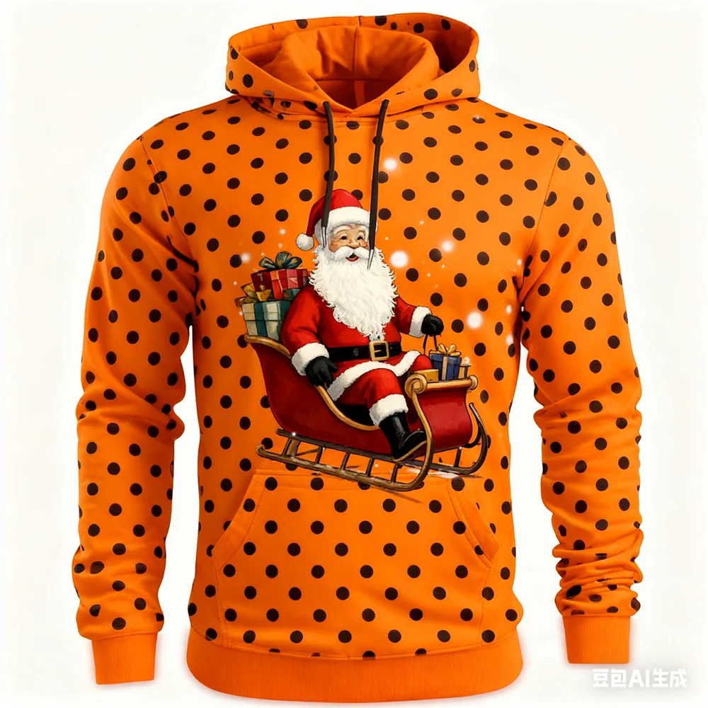 Christmas Autumn Men's Hoodie Fun Santa Claus pattern print man y2k clothing hoodies for man Winter new in hoodies & sweatshirt