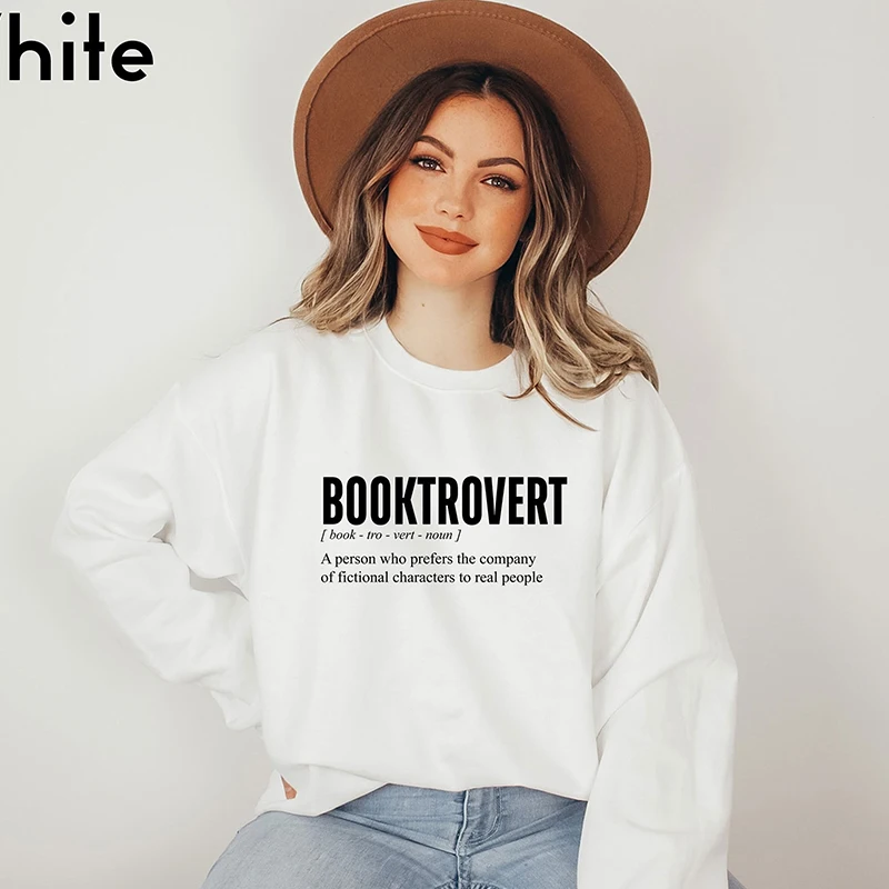 

Booktrovert Letter Print Women Sweatshirt Definition Nerd Female Hoodies Bookish Teacher Clothes Librarian Fans Gift Top Jumper