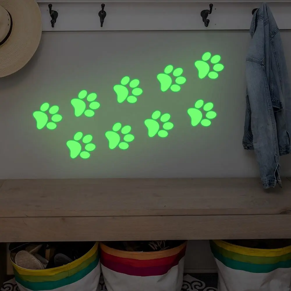 10/20Pcs Creative Fluorescent Paw Wall Sticker Glow-in-the-Dark Self-adhesive Luminous Wallpaper DIY Waterproof