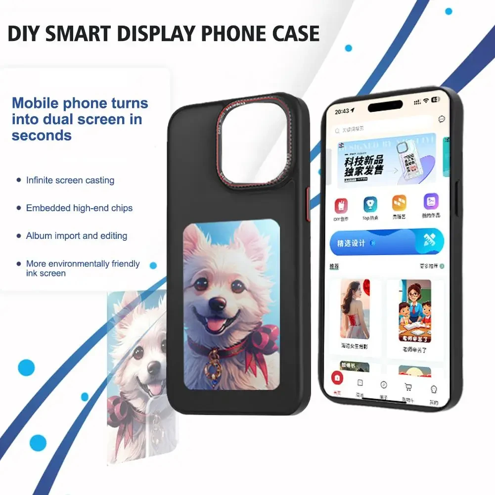 Cute Smart Phone Case For iphone 15 14 13 Pro Max DIY Phone Covers NFC Function High-tech Cartoon Fundas Display Battery Free