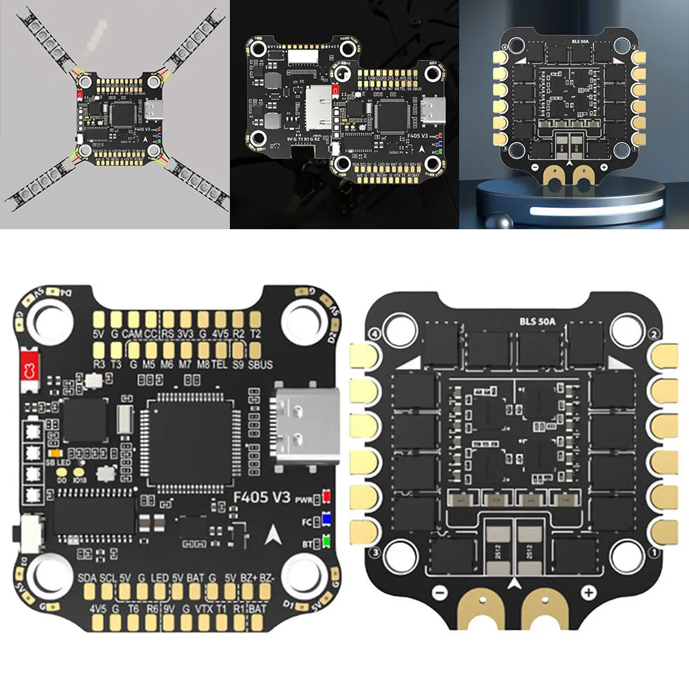 

F405 V3 BLS 50A 30x30 FC&ESC Stack F405 Flight Controller BLHELIS 50A 4in1 ESC for FPV Drone Cinelifter DIY Bluetooth-Compatible