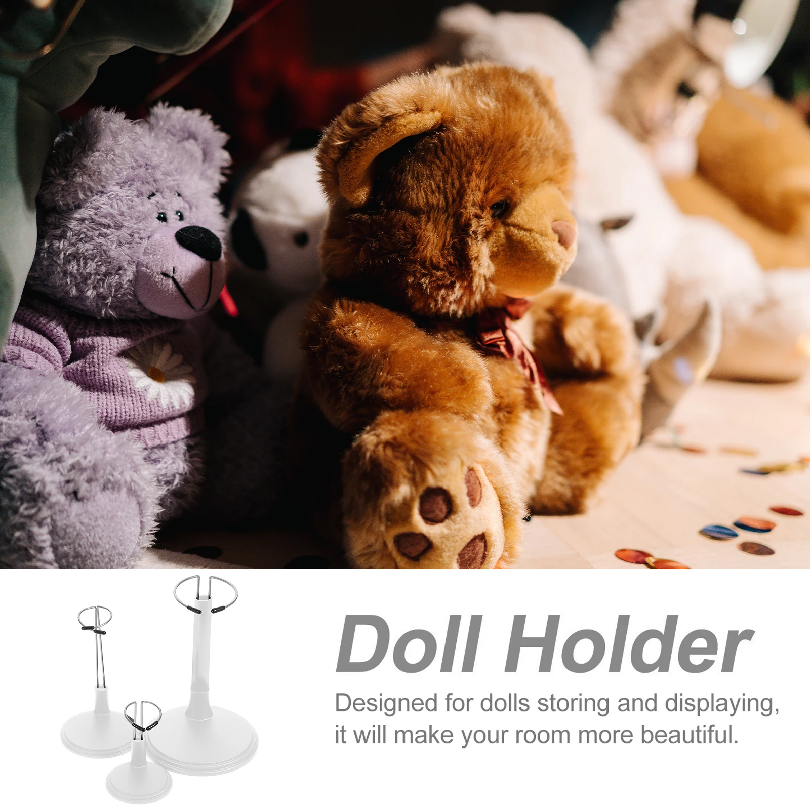 

3pcs St Holder 15cm 20cm 25cm Black Portable Adjustable Display Rack Support Figures St s Storage