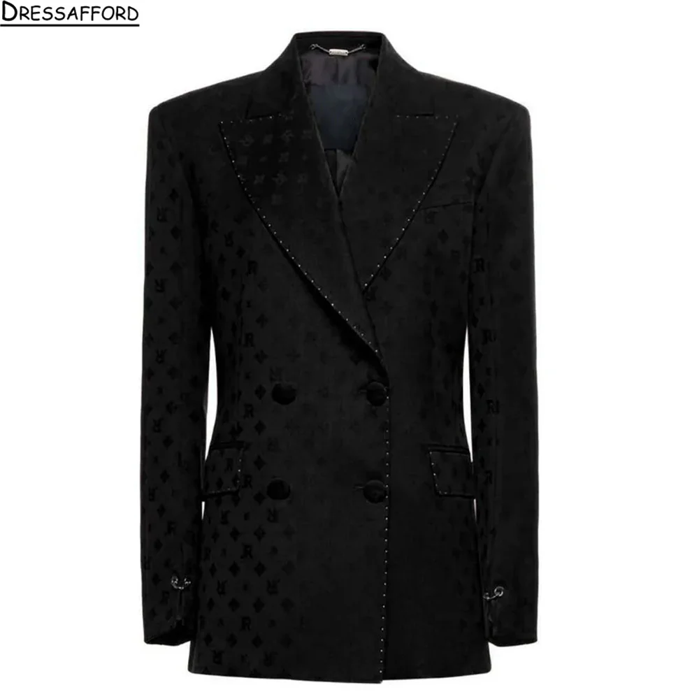 Luxury Men's Black Suit Rhinestone Crystal Formal Prom Wedding Groom Beaded Evening Party Customized