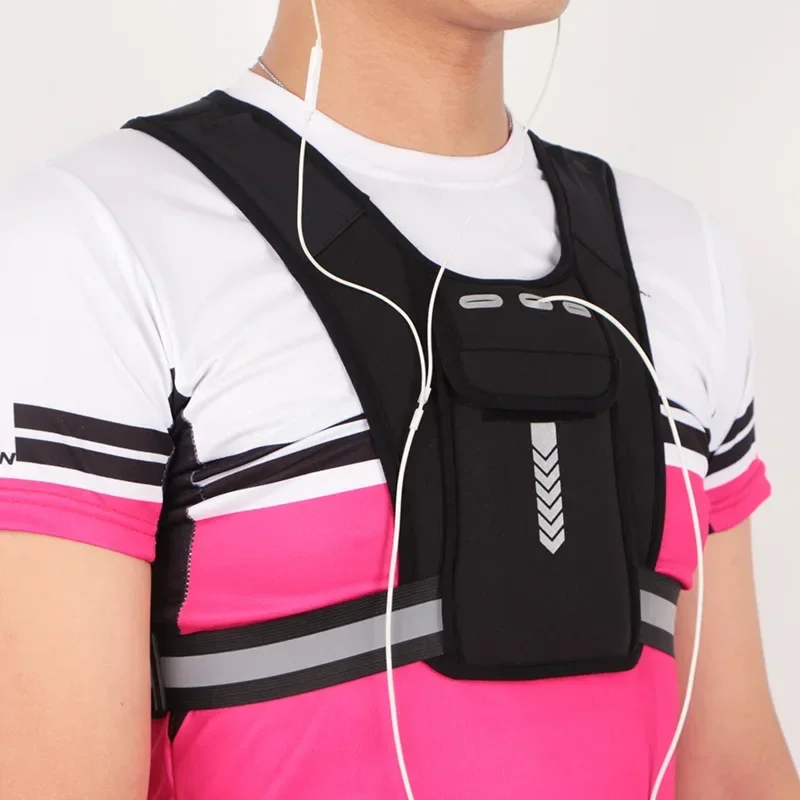 Bolsas de correr para hombres y mujeres, cinturón ajustable, Fitness, deportes nocturnos, bolsillo en el pecho, bolsa de almacenamiento para teléfono móvil, mochila para correr, chaleco