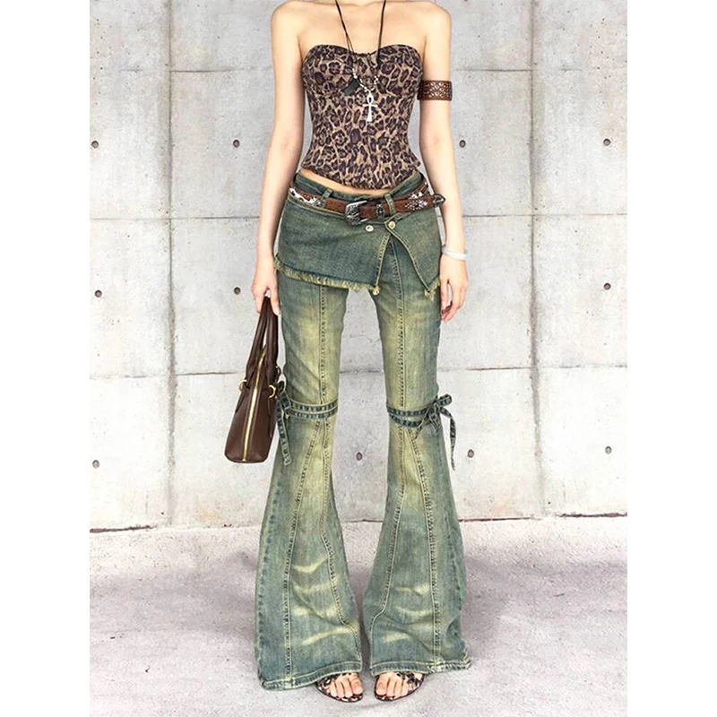 

Синие мешковатые джинсы-карго женские Harajuku Y2k 90-х годов эстетические джинсовые брюки с высокой талией 2000-х годов большие джинсовые брюки винтажная одежда