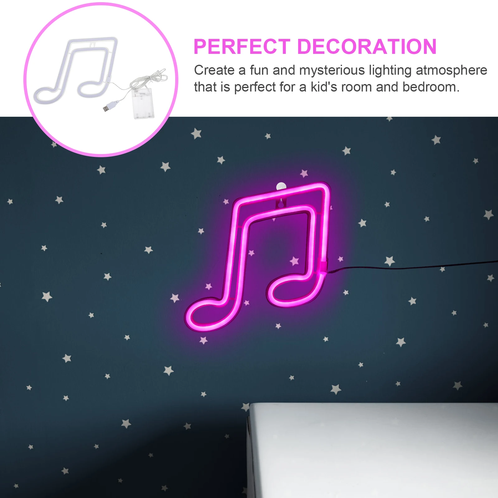 

1pc Creative Note Shape Night Light LED Neon Lamp Indoor Party Festival Room Decor Small Portable Kids Bedroom