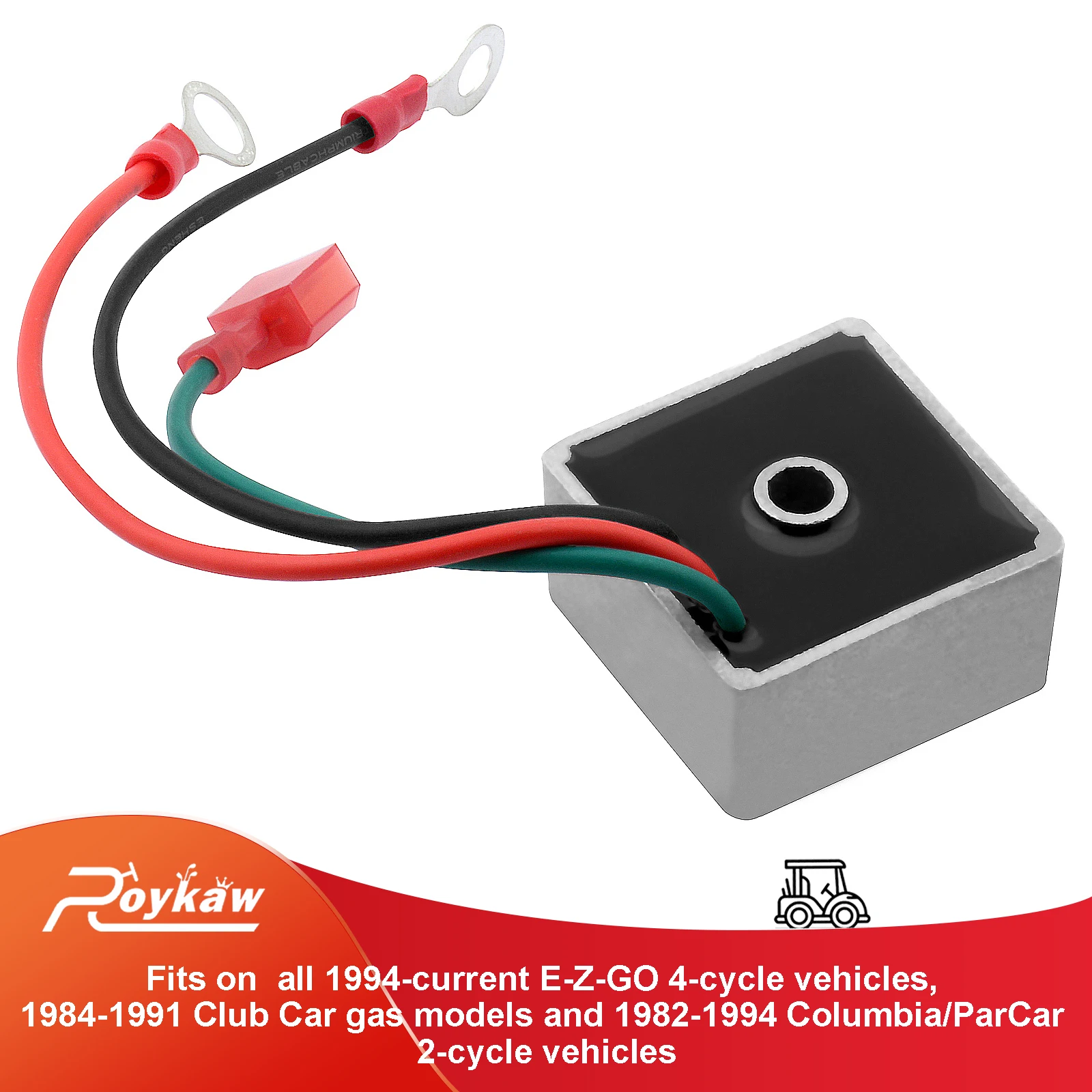 Roykaw Golf Cart Voltage Regulator for EZGO TXT 1994-up, Club Car 1984-1991 Columbia/ParCar 1982-1994, OEM #27739-G01, 74510-85