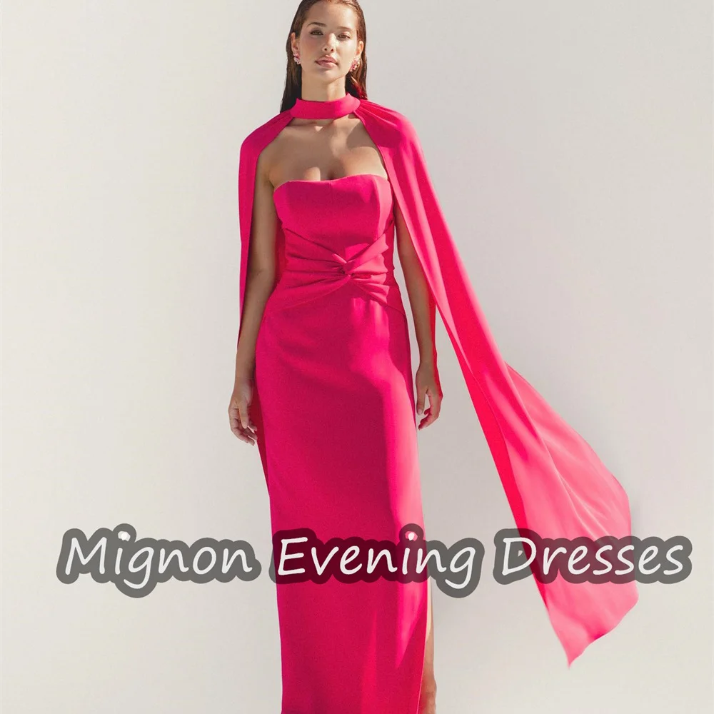 

Mignon Crepe Mermaid Strapless Sleeveless Ruffle Elegant Prom Gown Pleats Floor Length Evening Party Dress for Women 2024