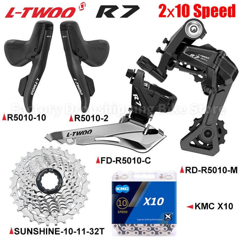 LTWOO R7 Road Bike 2X10 Speed Derailleur Groupset Compatible Shimano SUNSHINE 25T 28T 32T Cassette X10 Chains Bicycle Parts