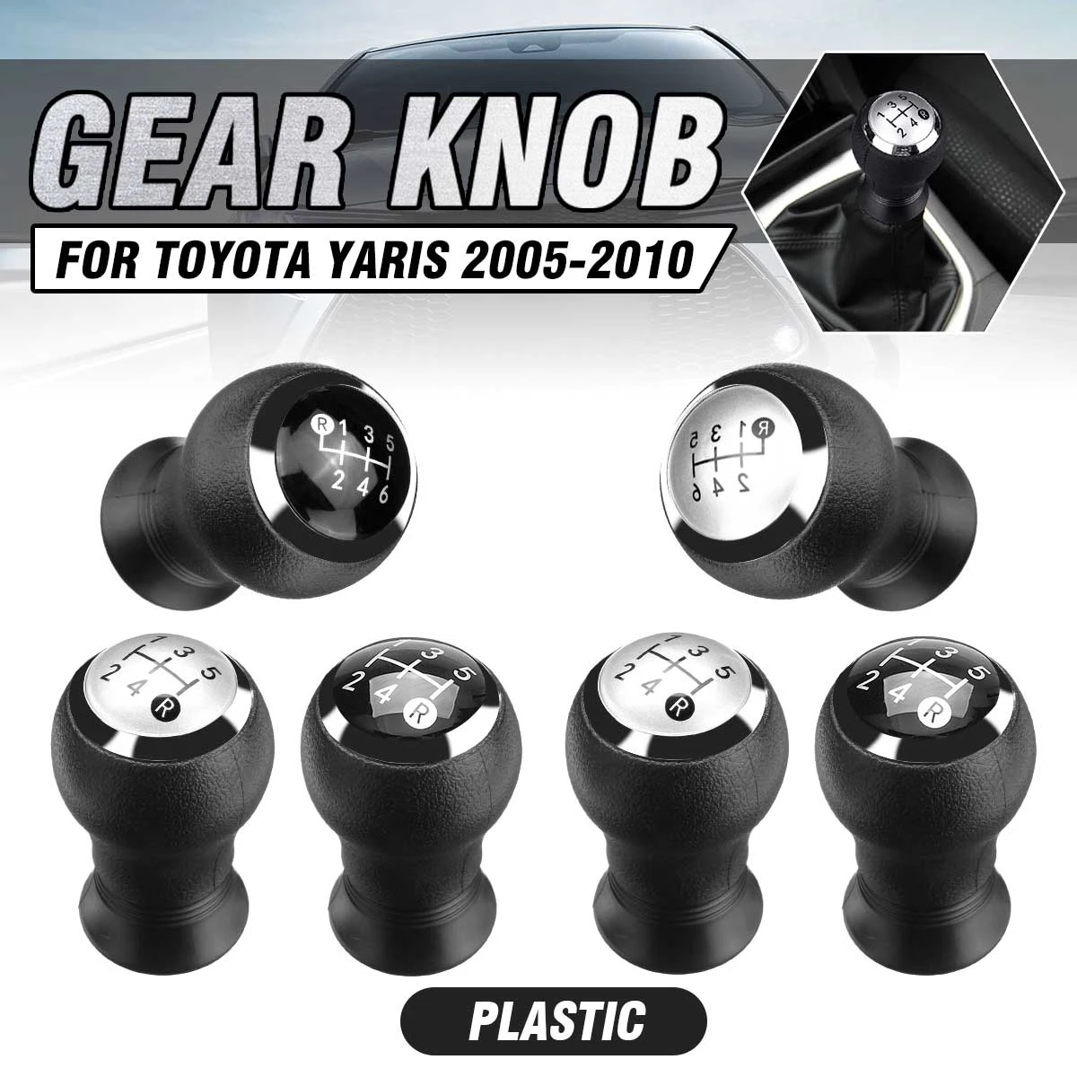 For Toyota Yaris Auris 5/6 Speed Manual Stick Gear Shift Knob Lever Shifter Head Handball 2005 2006 2007 2008 2009 2010
