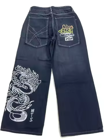 American Fashion Joker Oversized Loose Jeans Women Street Y2K New Hip Hop Casual Punk Rock Wide-leg Pants Unisex Mopping Jeans