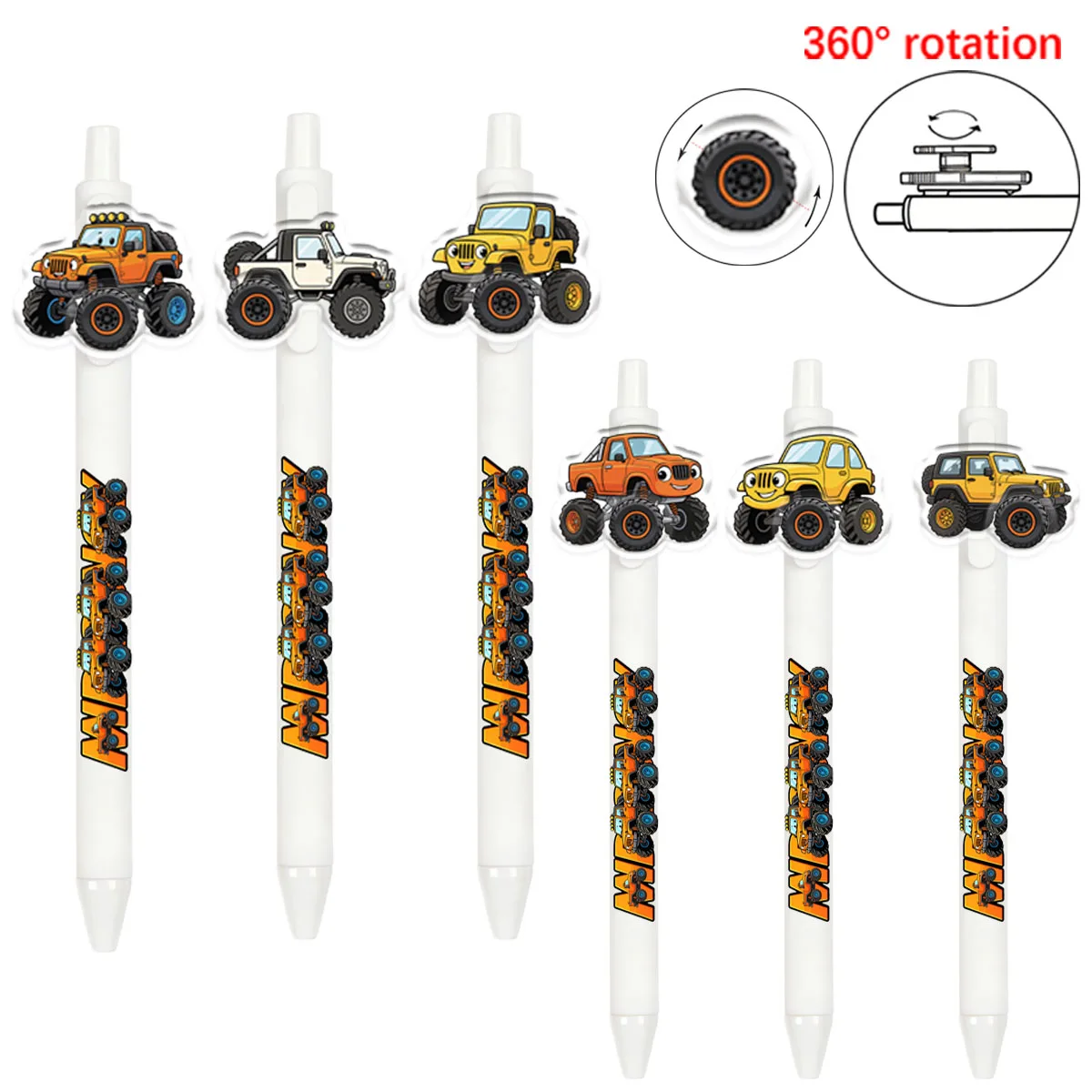 

6pcs/12pcs Cool Off road Theme Pattern Ballpoint Pen Gift Rotating Ballpoint Pen