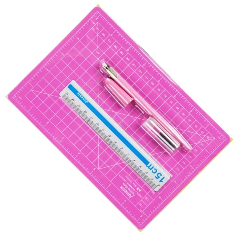 A5 Set PVC Manual Cutting Mat Ruler Engraving Knife Pen Double-Sided Soft Self-Healing Carving Board Cutter Tool Desk Mouse Pad