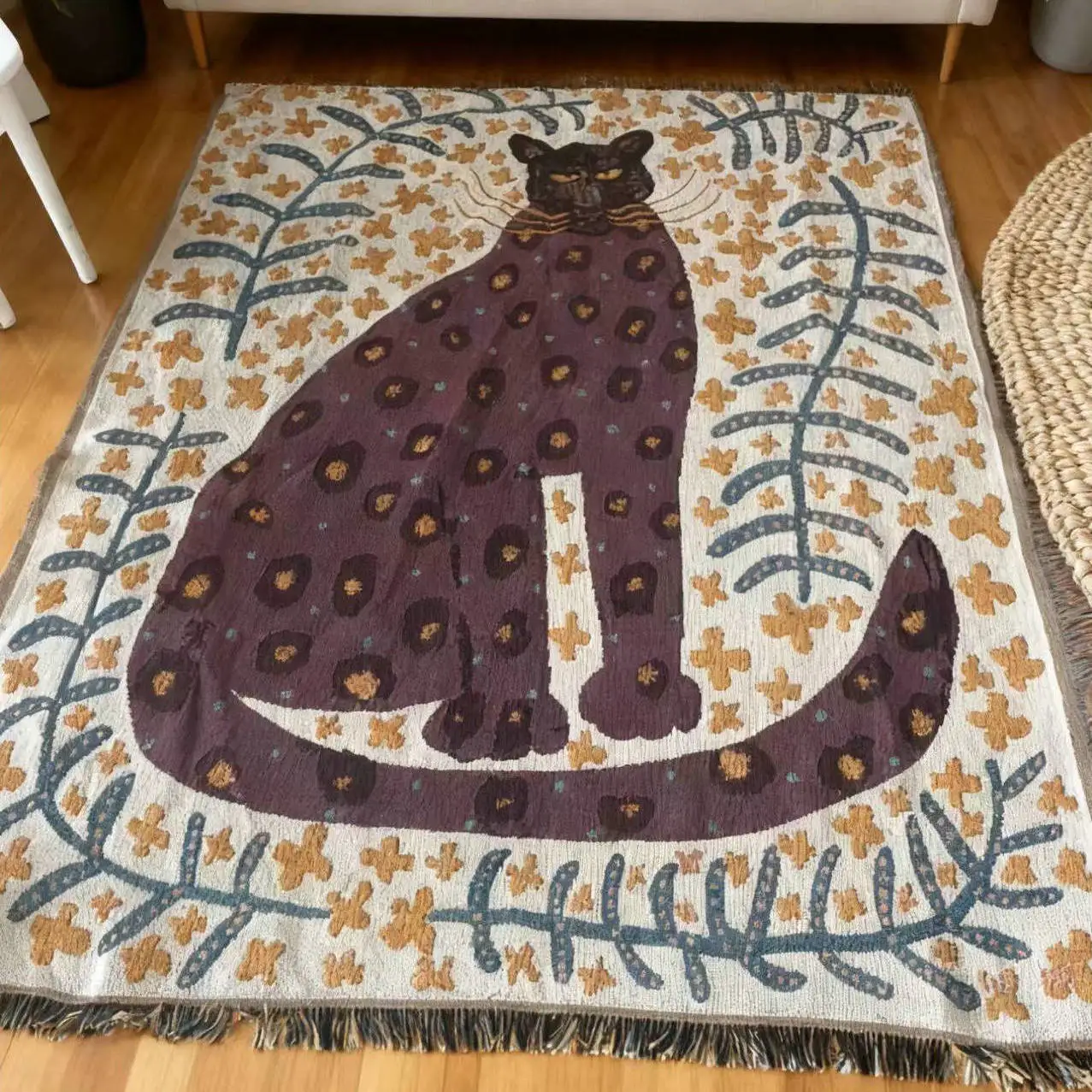 

Декоративный гобелен с леопардовым принтом, хлопковое одеяло, покрывало для дивана, плед для пикника на открытом воздухе, средневековый стиль, полиэстер