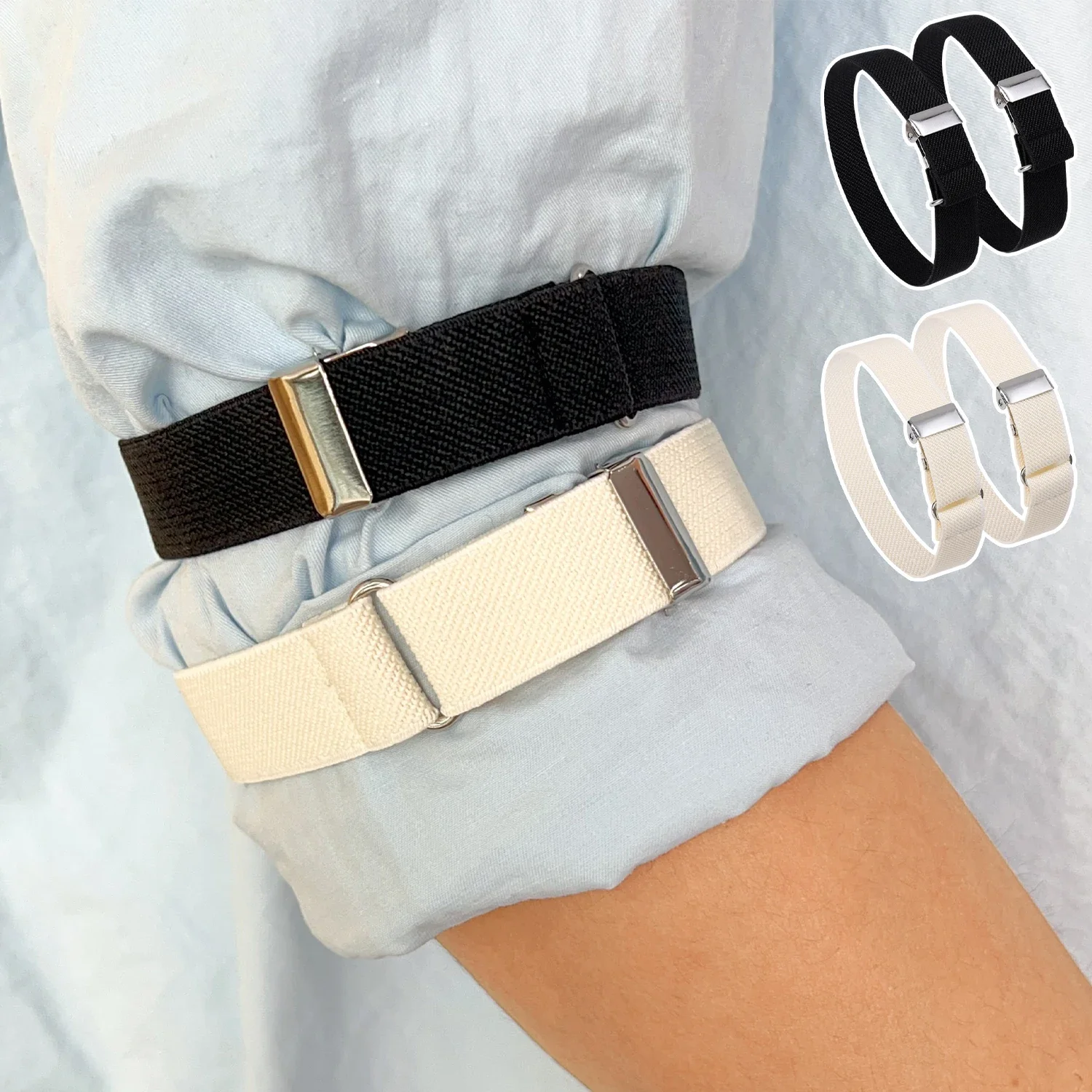 1 زوج شارة مرنة قميص كم حامل النساء الرجال موضة قابل للتعديل الذراع الأصفاد العصابات لحفل الزفاف الملابس والاكسسوارات