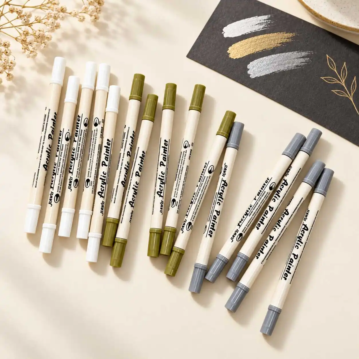 15pcs Dual Tip Acrylic Paint Markers for DIY Art and Crafts