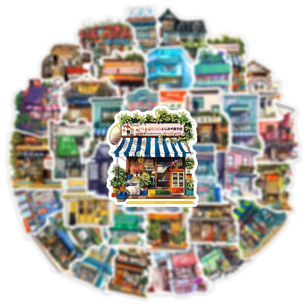 10/30/50pcs Vintage Japanese Style Convenience Store Stickers Retro Cartoon Aesthetic Sticker Luggage Laptop Phone Decals Decor