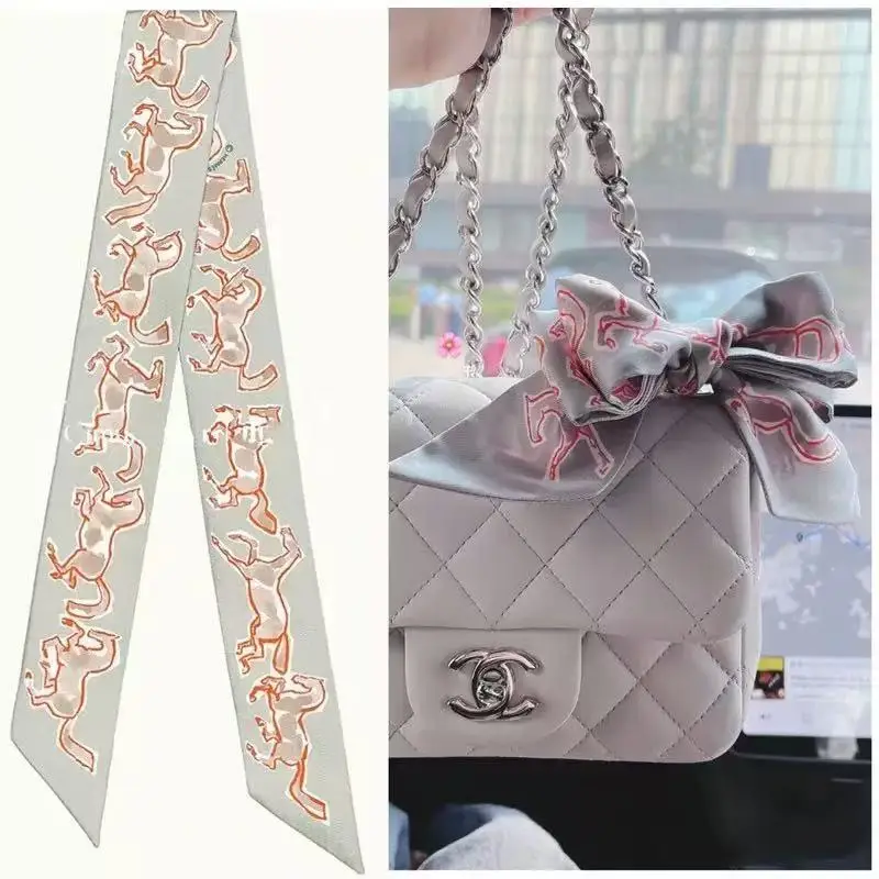 Twill Small Streamer, hochwertiger kleiner Seidenschal, Damen-Kopftuch, vielseitiger Trend, lange Riemen-gebundene Tasche, Seidenschal-Großhandel