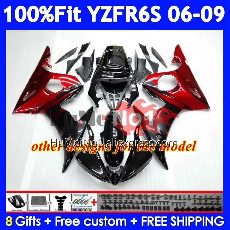 OEM Kit For YAMAHA YZF R6 S YZF R6S 06-09 362No.7 YZF-R6S Red flames YZFR6S 2006 2007 2008 2009 06 07 08 09 Injection Fairing