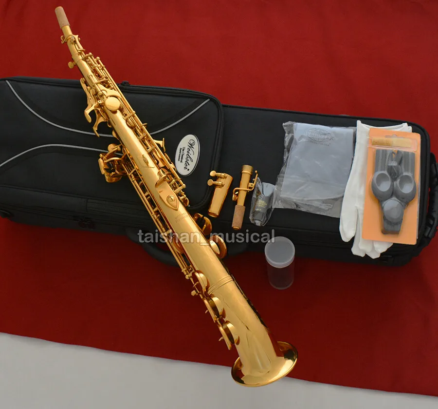 노란색 황동 소프라노 색소폰 골드 파이프 색소폰 색소폰 곡선 벨 WSS-651
