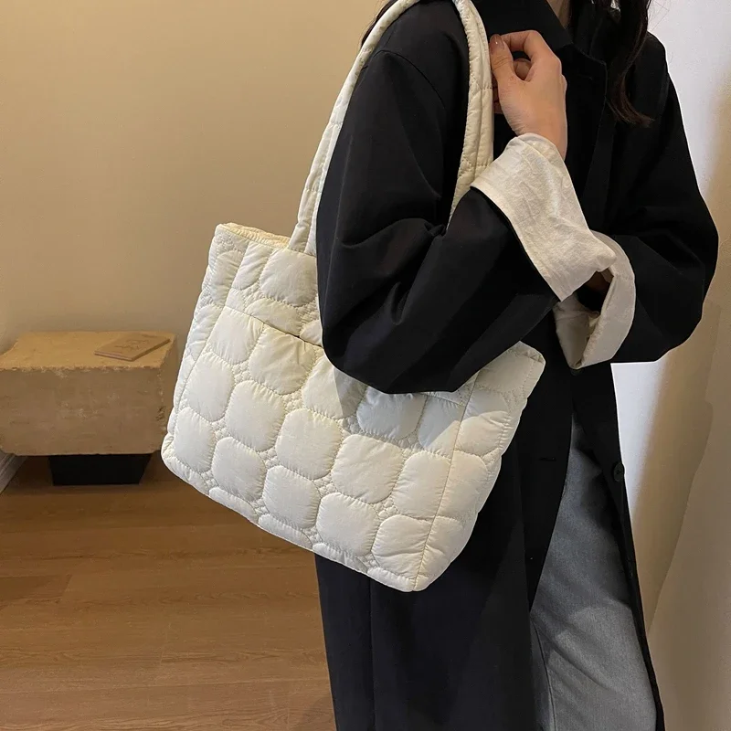 LEFTSIDE Soft Big Cloth Padded Shoulder Bag for Women 2023 Korean Fashion Designer Trends Winter Handbags and Purses Y2k