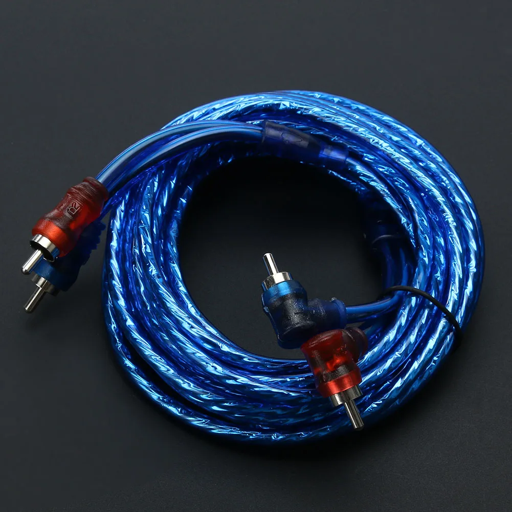 5m Car Modified RCA Audio Cable Pure Copper Car Audio Power Amplifier Cable Automotive Electronics Accessories