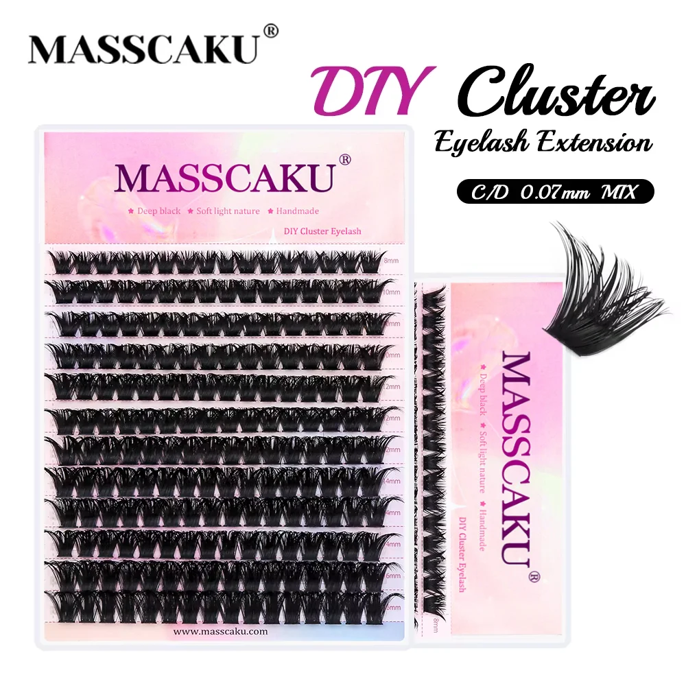 YUANZHIJIE Cluster Lash 8-16mm Mix Length Individual Lashes Natural Mixed Tray DIY Eyelashes Extensions Ribbon Clusters Cilios